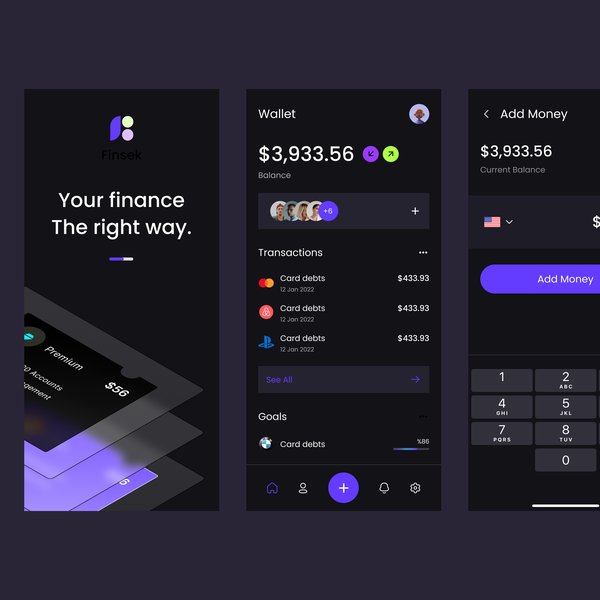 Design by badi dsn titled "Finsek app dark"
