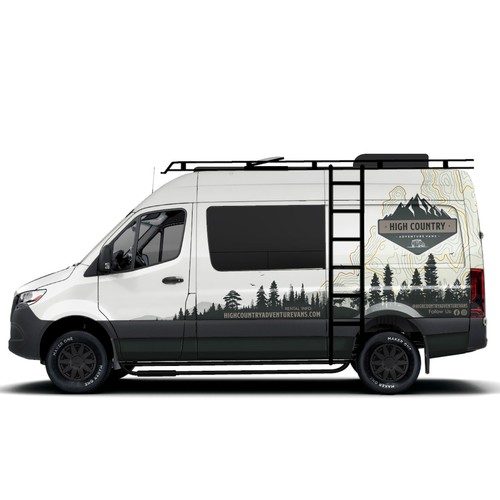 Nature inspired Sprinter Van Wrap design for High Country Adventure Vans Design by Art Mahno ✔