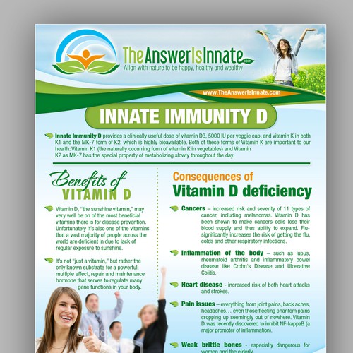 I need a FABULOUS 1 page Sales Flyer for a Vitamin D Supplement Design por kristianvinz