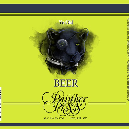 "Panther Piss" BEER Label - GuaranteedWinner - Blind, not private.   Get Pissed!   Design by Suxzero