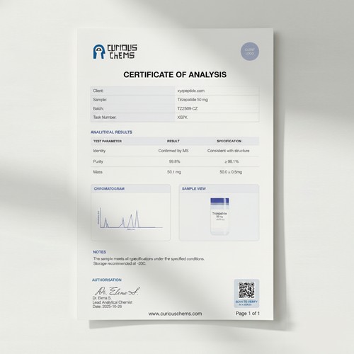 Designs | Certificate of Analysis (COA) Design for Curiouschems ...