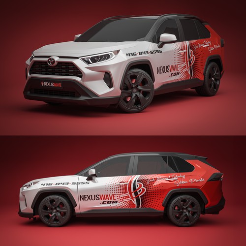 futuristic technology vehicle wrap for IT solutions company. Design by uwraps