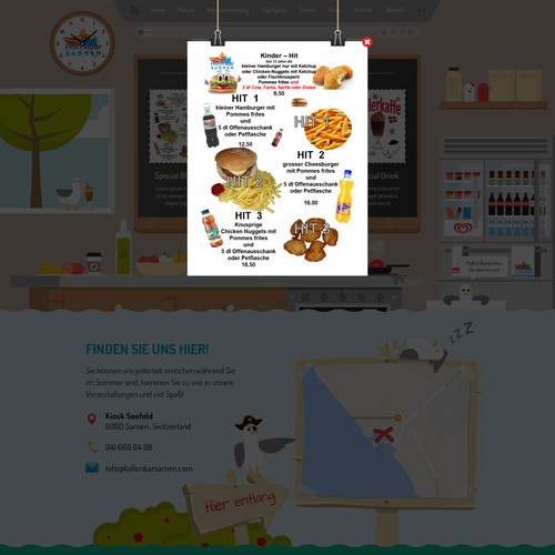 FUNNY web design needed for our snack bar with pedalo & boat rental. The design should be built around our illustration Design by j u s t e