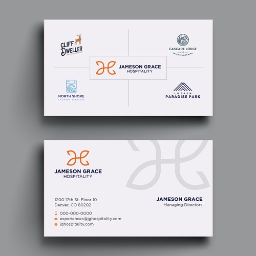 Create a modern and clean business card for a parent company with 4 subsidiaries Design by Hasanssin