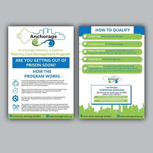 An engaging flyer for a prisoner reentry program Diseño de allMarv