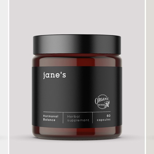 Minimal supplement label design Design by VERYGUT DESIGN
