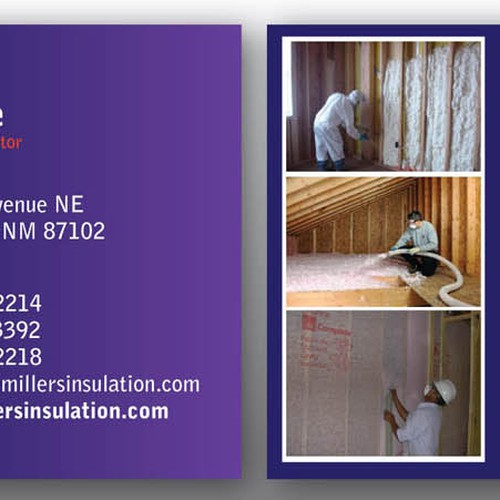 Business card design for Miller's Insulation Réalisé par Clarista S.