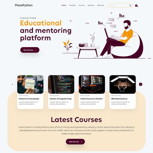 Educational and mentoring platform about the Python programming language Design réalisé par Technology Wisdom