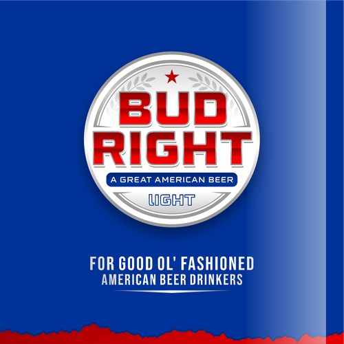 Bud Right.  The great new American Beer for good ol' fashioned American beer drinkers. Design by Voos Studio