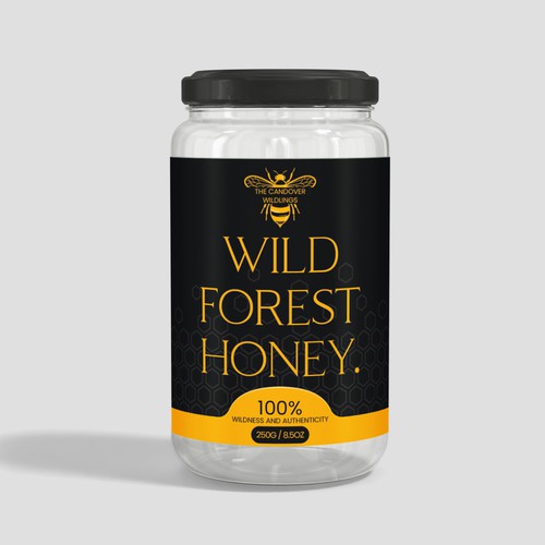 The Bees Need You! Wild Forest Honey Label Design. Design by CUPEDIUM