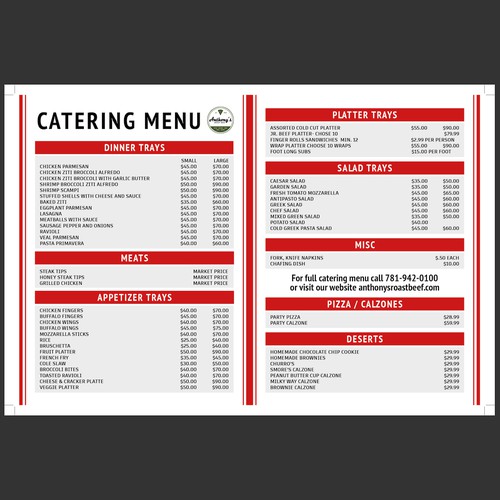 Love Food??? Create a modern, stylish Catering Menu for Anthony's Design by Echline Green