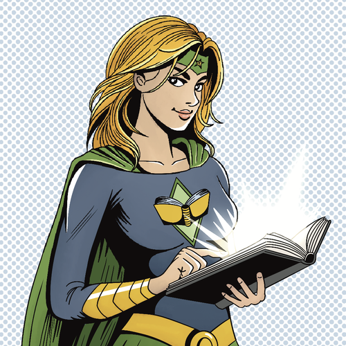Comics (super-hero) Character - promoting reading in libraries Design by Mariana Carrino