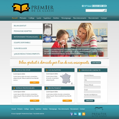 Premier de la classe needs a new website design Réalisé par La goyave rose