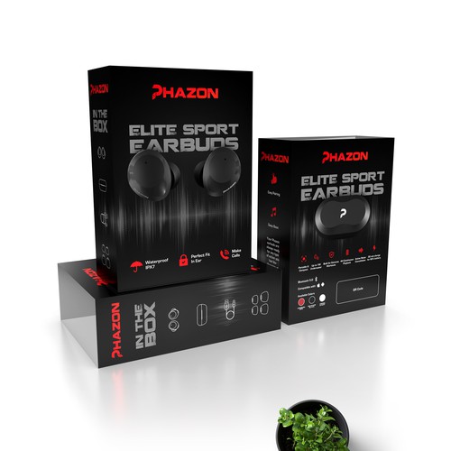 Wireless earbuds packaging box sleeve design Design by Mahiofficial™