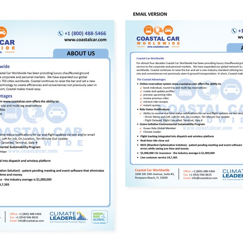 Design by rumster titled "Coastal Car Worldwide Collateral Marketing Material"