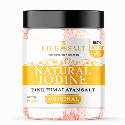 Label for Natural Iodine Pink Himalayan Salt that is fused with Seaweed Design by Design_byMe