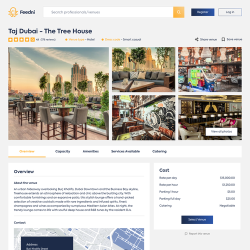 Venue or Personal Profile Page Design Design by MTamV Designs