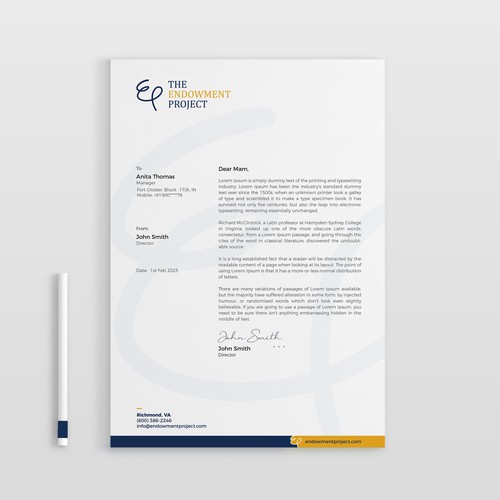 Clean, simple note design, The Endowment Project Design by (VEER)