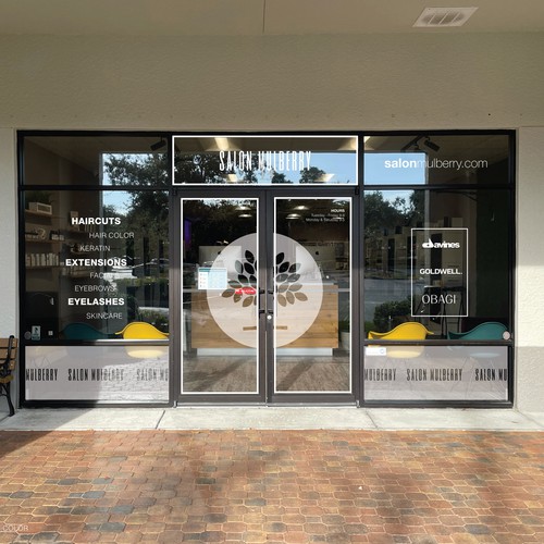 Salon Mulberry - High End Salon - Storefront Glass Signage Design by TheDreamCity