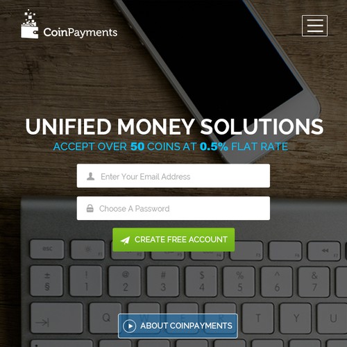 Coinpayments.net Bootstrap 3-Compatible Deisgn Contest Design by KashiArts