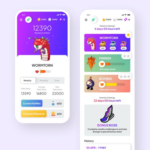 Design the app for StepHeroes, a new and innovate fitness game Design by 7plus7