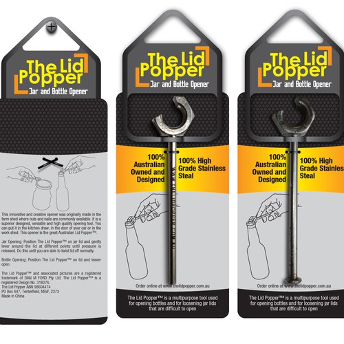 The Lid Popper  (jar and bottle opener) needs packaging Design by Rumon79