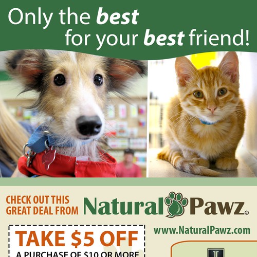 Create an ad for Natural Pawz | Postcard, flyer or print contest