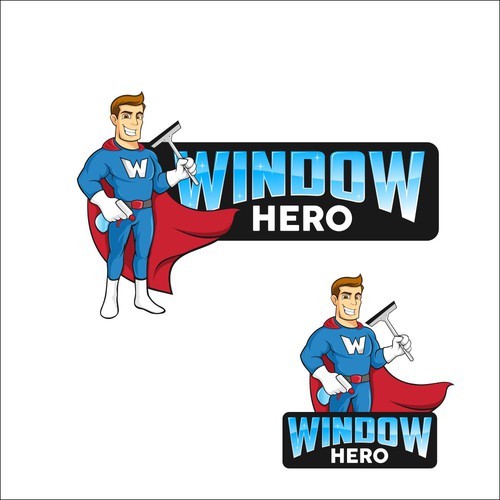 Design a mascot logo for Window Hero, a window washing company Design by AzZura83