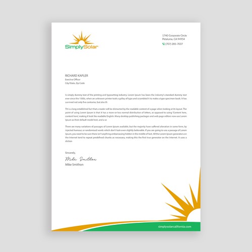 "Renewable Energy Company Letterhead" Design by Taaiebah