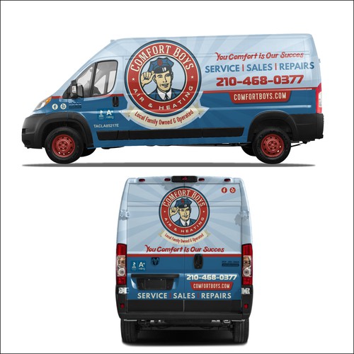 Comfort Boys Service Company New Retro Van Wrap Design Design by dnite