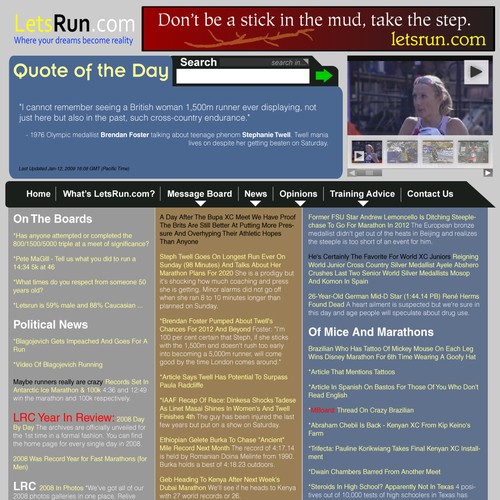 LetsRun.com Homepage Re-Design/Cleanup Diseño de kenshin_ahab