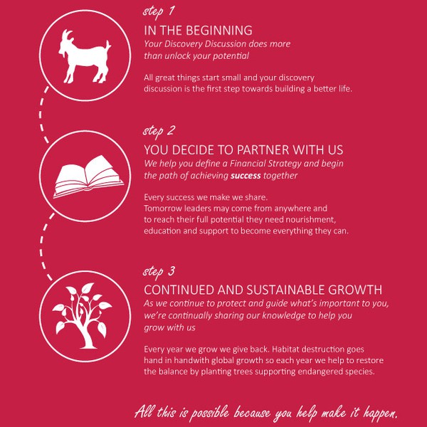 Create flyer that demonstrates our 3 step giving process