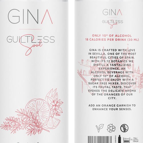 GINA - Low alcohol & calories gin Design by sam2305