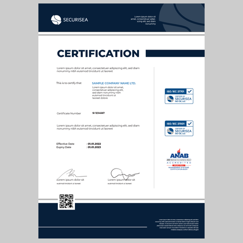 ISO Certificate Design Design by enan+grphx