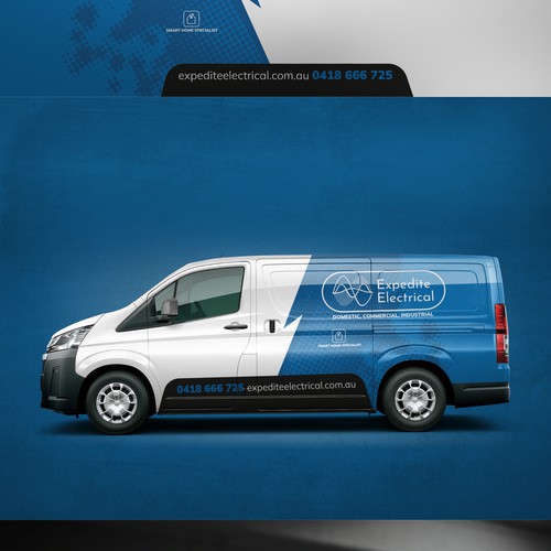 Electrician Toyota Hiace 2019 Van Wrap Design Design by corpNL
