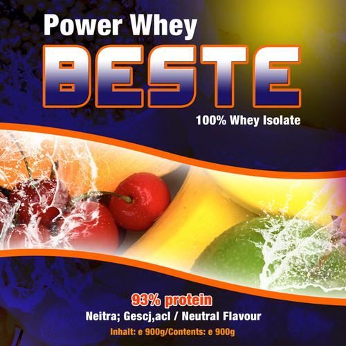 Striking, colourful, fruity label needed for the best Protein Design by AngelDesign