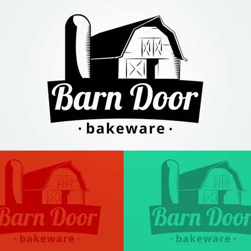 Create a "cool rustic" styled logo of a Barn Door for Barn Door Bakeware Logo Design by krehbielLABS