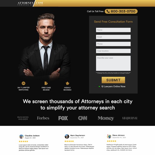 Design a Landing Page for Attorney.com Design by Umetnick