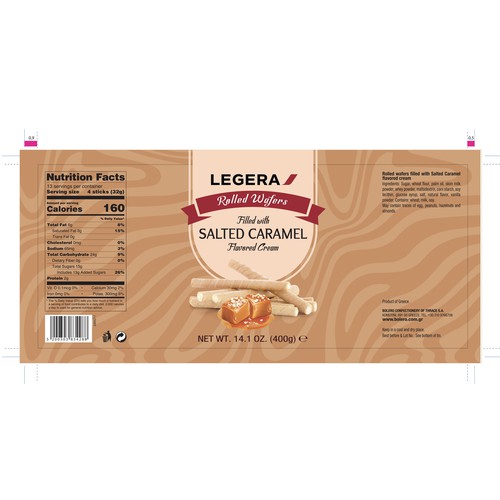 LEGERA Wafer Rolls Pack 125 gm - Salted Caramel Design by sougatacreative