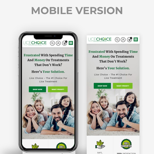 Design réalisé par Prismonline ⭐️⭐️ et intitulé "Mobile version - Home Page of  Lice Choice website"