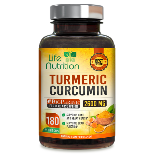 Life Nutrition needs a "beautiful label" for its Turmeric Extract bottle -  (Two (2) Winners will be awarded! ) Design by 18-Designs