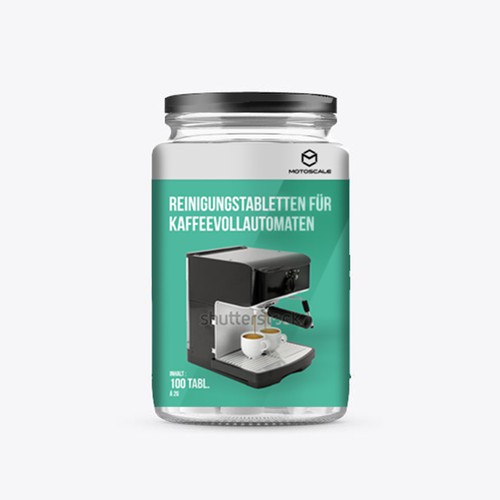 Erstelle ein modernes Produkt-Etikett für ein Reinigungsmittel