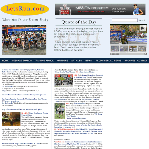 LetsRun.com Homepage Re-Design/Cleanup Diseño de MKDesigns