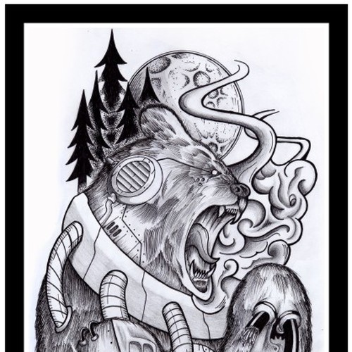 Tattoo design: draw a cybernetic bear! Design by Sleeping Walrus