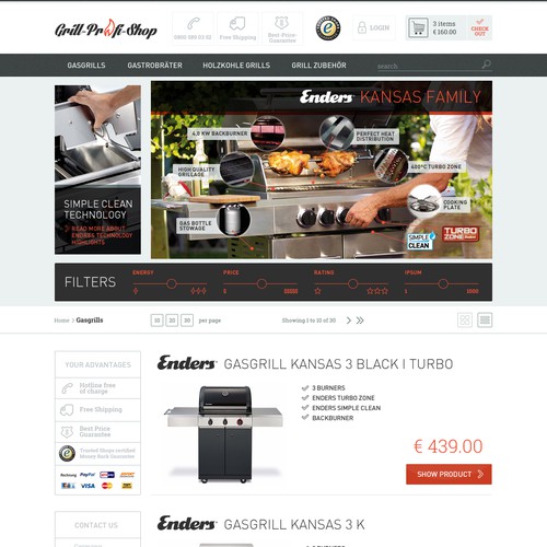 Online-Shop Design: New design for grill-profi-shop.de Design von brunomendes