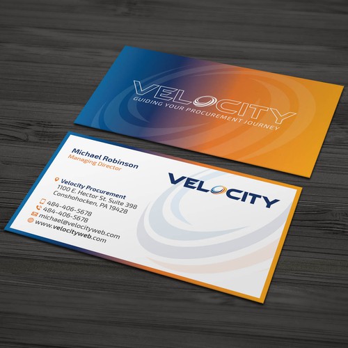 Velocity Procurement - Logo Rebranding - Business Card Design Design by Tcmenk