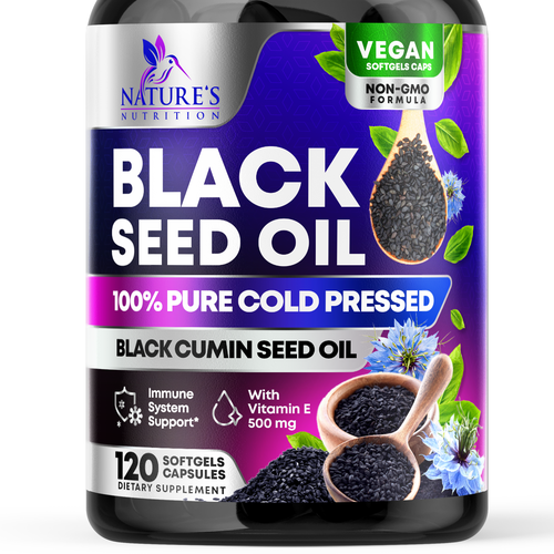 Natural Black Seed Oil Design Needed for Nature's Nutrition Design by rembrandtjurin