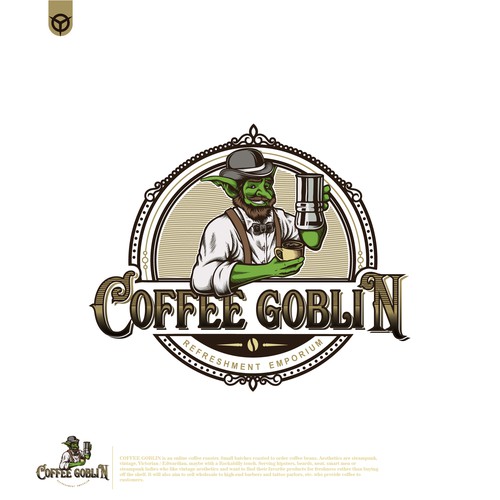 Coffee Goblin! Design a vintage coffee logo with steampunk style for coffee bag label/website/merch Design by immortal93