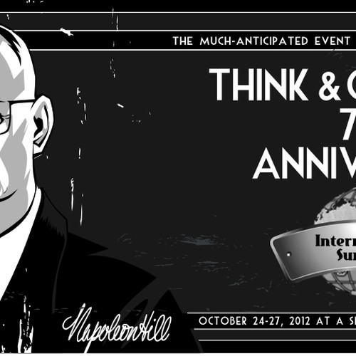 Banner Ad---use creative ILLUSTRATION SKILLS for HISTORIC 75th Anniversary of "Think & Grow Rich" book by Napoleon Hill Design by DORARPOL™