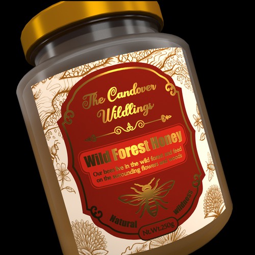 The Bees Need You! Wild Forest Honey Label Design. Design by dylan987